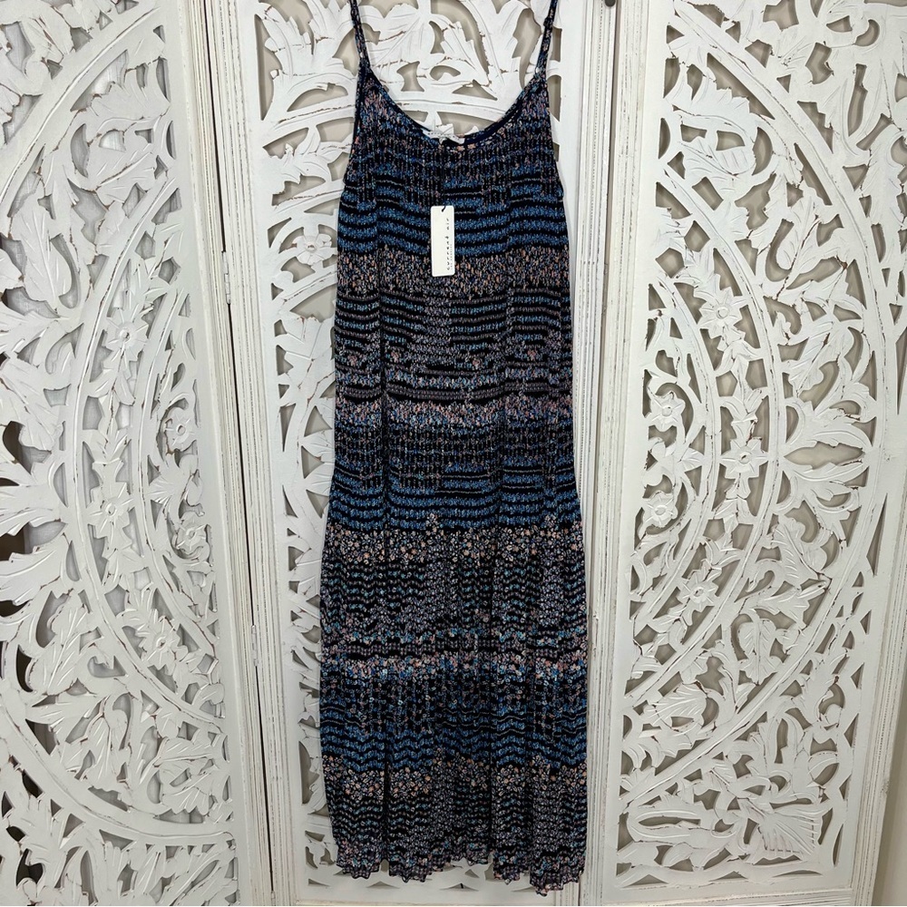 Current Air Blue Pleated Maxi Dress NWT